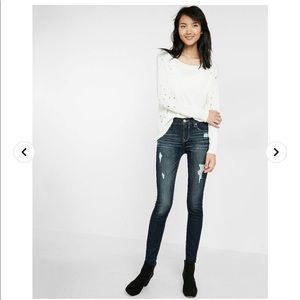 NWOT Mid Rise Dark Wash Ripped Jean Leggings